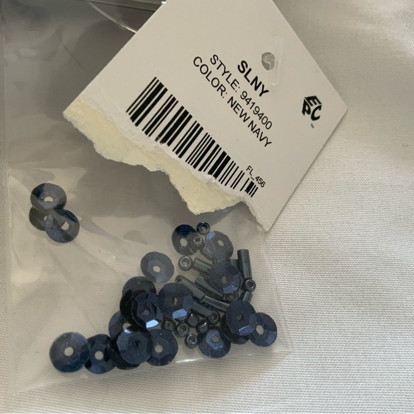 SLNY Plus Size Round Neck Beaded Sequin Long Dress, Size 22W, NWT, Navy Blue - Picture 6 of 6